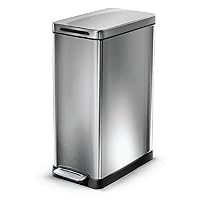12 Gallon Slim Kitchen Trash Can, Stainless Steel, Step Pedal, 45 Liter