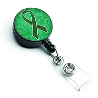 Caroline's Treasures AN1221BR Emerald Green Ribbon for Liver Cancer Awareness Retractable Badge Reel for Nurses ID Badge Holder with Clip Retractable Employee Badge Holder, Belt Clip, Multicolor