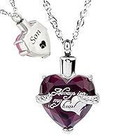 misyou Glass Cremation Jewelry Always in My Heart Birthstone Pendant Urn Necklace Ashes Holder Keepsake (Son)