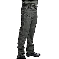 Men's Multi Pocket Cargo Pants, Outdoor Hiking Pants Solid Stretch Straight Leg Trousers Camping Work Wear Pants