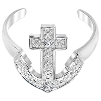 Body Candy 925 Sterling Silver Nautical Anchor Cubic Zirconia Toe Ring