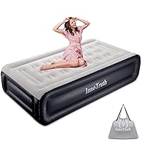 InnoTruth Raised Air Mattress with Built-in Pump,18in Elevated Inflatable Mattress with Carrying Bag for Home and Camping, Twin Size Blow Up Bed, Black