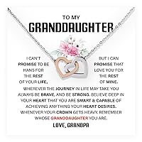 To My Granddaughter Necklace From Grandpa, Surprise Gift For Her Birthday, Graduation, Or Wedding Day, Interlocking Heart Jewelry For Granddaughter With An Amazing Message Card And Elegant Box