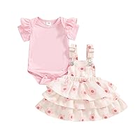 Baby Girl Clothing Newborn Ruffle Ribbed Romper Floral Suspender Skirt Layered Dress Spring Summer Outfits