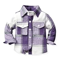 IMEKIS Toddler Kids Flannel Shirt Jacket Plaid Long Sleeve Lapel Button Down Shacket Baby Fall Christmas Coat for Boys Girls