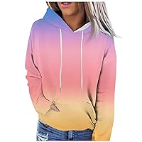 Tie Dye Hoodies For Women Casual Relax Fit Long Sleeve Workout Pullover Shirts Drawstring Pocket Sweatshirt Tops