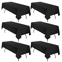 YMHPRIDE 6 Pack Polyester Tablecloth for 6 Foot Rectangle Tables,60 x102 inch Black Polyester Table Clothes Table Covers, Washable Black Table Cloth for Wedding,Party,Banquet,Restaurant,Buffet Table