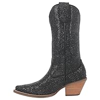 Dingo Womens Silver Dollar Rhinestone Pointed Toe Casual Boots Mid Calf Mid Heel 2-3