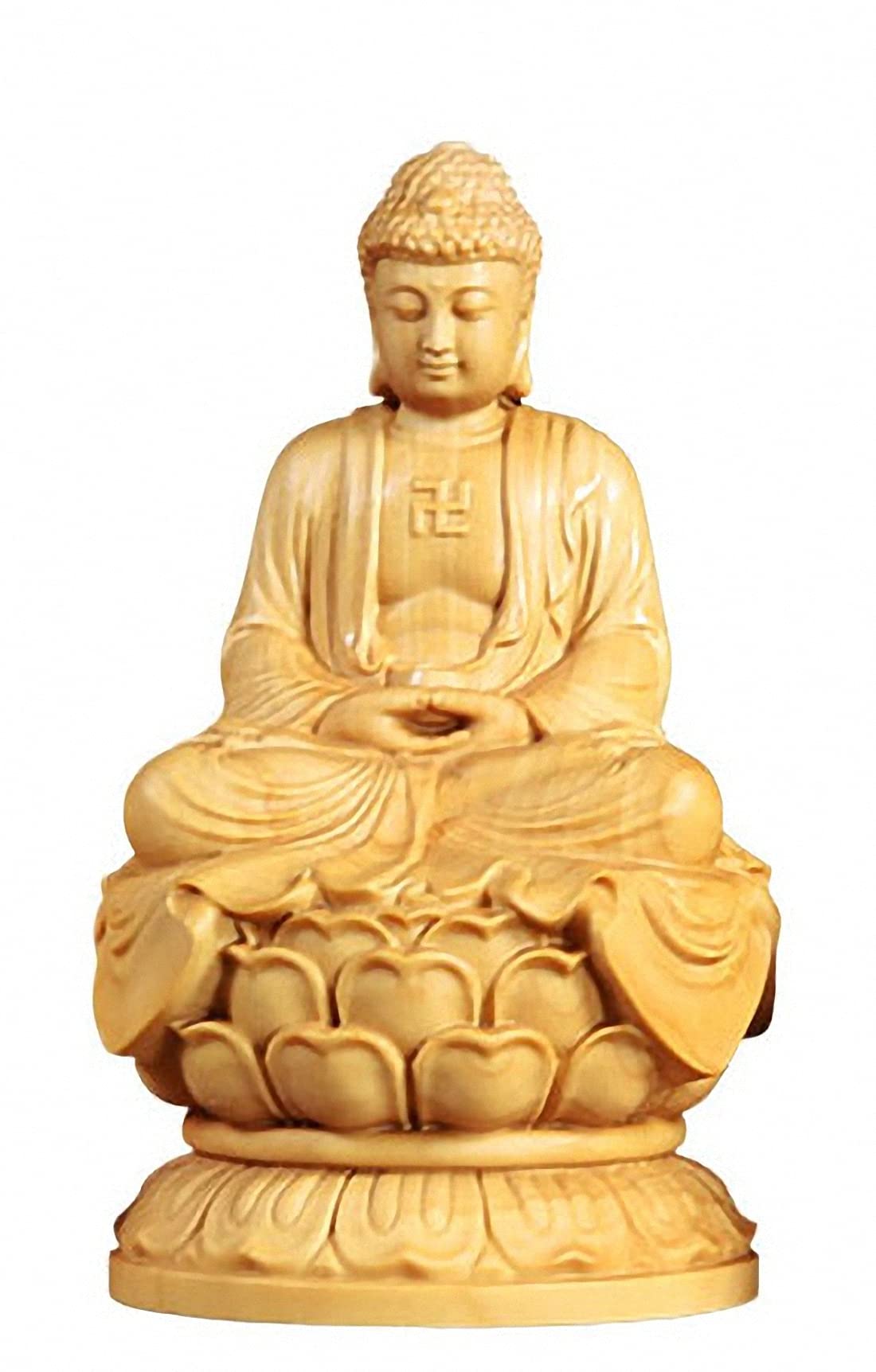 Natural Boxwood Hand Carved Shakyamuni Amitabha Buddha Statue(Sit Shakyamuni Amitabha Buddha 1#)