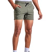 Men Lightweight Casual Shorts Outdoor Hiking Work Shorts 3Inch Workout Athletic Shorts Soldi Color Sports Basic Short