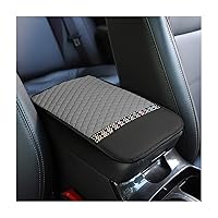 Bling Leather Car Center Console Cover, Car Center Console Protector With Glossy Crystal Rhinestone, Universal Waterproof Car Armrest Seat Box Cover For Most Car, Vehicles, SUVs, Trucks (Gray)