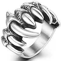 Jude Jewelers Stainless Stee Retro Vintage Gothic Death Wolf Teeth Skull Cocktail Party Biker Holiday Ring