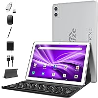 2024 1st Release MEIZE 2 in 1 Tablet 10.1 Inch Wi-Fi Model 4GB RAM + 128GB ROM + 1TB TF Extended Android 12 Tablet Keyboard Dual 2.4+5G WiFi 7000mAh Battery 13MP+8MP Camera Protective Case + Type-C