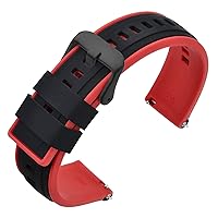 ANNEFIT Men's Silicone Watch Bands 20mm, Quick Release Soft Rubber Replacement Strap with Black Buckle (Black/Red)