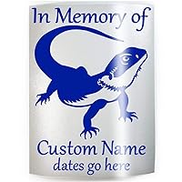 MEMORIAL BEARDED DRAGON - ADD YOUR CUSTOM WORDS, COLOR & SIZE - In Memory of Vinyl Decal Sticker E