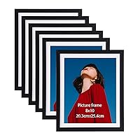 Lavezee 8x10 Black Picture Frames Set of 6, Display 8 x 10 Pictures with Mat and 9x11 Without Mat, Multi Collage Photo Frame for Wall or Tabletop