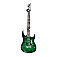 6 String Solid-Body Electric Guitar, Right, Transparent Green Burst (GRX70QATEB)