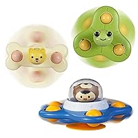 ALASOU 3 PCS 3D Cartoon Suction Cup Spinner Toys for 1 2 Year Old Boys|Novelty Spinning Top Baby Toys 12-18 Months|First Birthday Baby Gifts for Boys and Girls|Sensory Toys for Toddlers 1-3