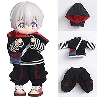 1/12 BJD Doll Clothes Hat + Shirt + Pants Doll Accessories Set for OB11,YMY 4.3 Inches Doll Body,GSC,Body9 Toys Doll Clothing (Black)