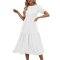 Womens Dresses Elegant Short Sleeve Boho A-Line Holiday Dresses Fashion Printing Relaxed Travel Loungewear Clothing