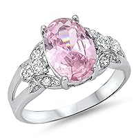Women's Butterfly Pink CZ Fashion Ring New .925 Sterling Silver Band Sizes 5-9