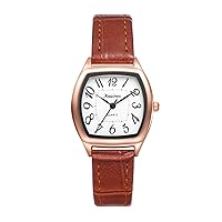 Lancardo Women's Square Leather Watch Analog Quartz Simple Rose Gold Case White Dial Black Brown Vintage Wrist Watch
