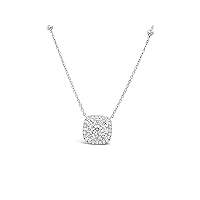 The Diamond Deal 18kt White Gold Womens Necklace Halo Square-shaped Cluster VS Diamond Pendant 1.03 Cttw (16 in, 2 in ext.)