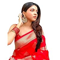 Jessica-Stuff Saree for Women,Women's Pure Kanjivaram Silk Saree Banarasi Silk Saree With Blouse Piece