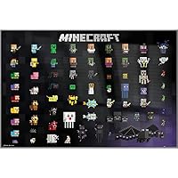 POSTER STOP ONLINE Minecraft - Framed Gaming Poster/Print (Pixel Sprites - Character Collage) (Size 36