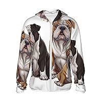 UPF50+ English Bulldogs Sun Protection Hoodie Jacket Quick Dry Long Sleeve Sun Shirt For Men Women