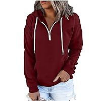 Anjikang Womens Fashion Hoodie Fall Casual Button Collar Drawstring Hooded Sweatshirts Long Sleeve Pullover Tops with Pocket