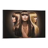 Posters Hair Salon Hair Poster Barber Shop Poster Female Long Hair Poster Female Hair Poster Canvas Art Poster Picture Modern Office Family Bedroom Living Room Decorative Gift Wall Decor 24x36inch(