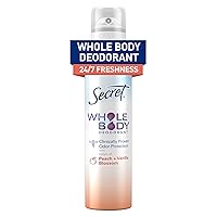 Secret Whole Body Deodorant for Women, Peach & Vanilla Scent, Aluminum Free Deodorant Spray, 72 HR Odor Protection, 3.5 oz