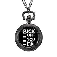 Fuck You Me Off Vintage Pocket Watch Arabic Numerals Scale Quartz with Chain Christmas Birthday Gifts