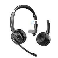 MONODEAL Bluetooth Headset, Wireless Headset with Microphone AI Noise Cancelling & Mute Button, 45 H Work Time, Single/Dual Ear Wireless Headphones for Work Office Home Call Center