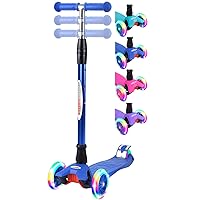 ChromeWheels Scooters for Kids, Deluxe 3 Wheels Kick Scooter 4 Adjustable Height 132lbs Weight Limit, Lean to Steer LED Light Up Wheel, Best Gifts for Girls Boys Ages 3-12 Years Old