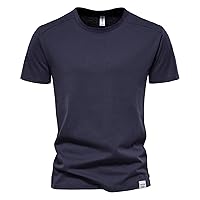 通用 Men's Short-Sleeved Summer Casual Round Neck T-Shirt Slim Solid Color Casual Sweatshirt