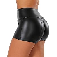 Women's PU Leather Shorts High Waist Butt Lifting Ultra Stretch Nightclub Shorts Sexy Hot Mini Shorts