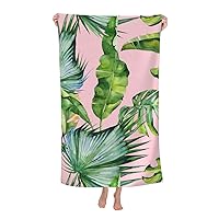 Fresh Banana Leaves Print Beach Towel - Sandproof, Super Absorbent Microfiber Pool Towels for Summer Vacation