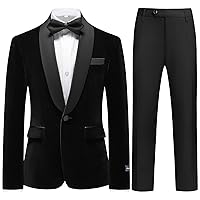 Boys Velvet Suits Slim Fit Tuxedo 2 Piece Kids Blazer Jacket Pants Formal Sizes 4-14 Fashion Ring Bearer Outfit for Wedding