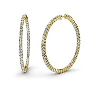 Natural Diamond Inside-Out Hoop Earrings (SI2-I1-Clarity, G-H-Color) 3.00 ctw 14K Yellow Gold
