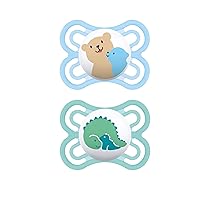 Perfect Baby Pacifier, Patented Nipple, Developed with Pediatric Dentists & Orthodontists, Boy, 0-6 (Pack of 2)