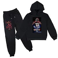 Unisex Child Pullover Hoodies and Sweatpants Outfit,Kid Long Sleeve Hooded Tops Tracksuit in 2-14 Years Old(6 Colors)