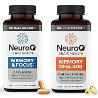 NeuroQ Memory & Focus with DHA-400 - Boosts Cognitive Performance & Healthy Brain Function - Neuroprotective Formula by Dr. Dale Bredesen - 120 Capsules
