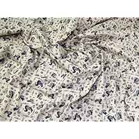 Printed Calico Fabric Cream, Grey - per Meter