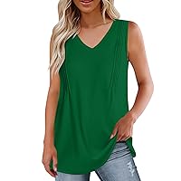 Women's Fashionable Tank Tops Loose Shirts Casual Summer V Neck Tunic Tops T-Shirts Solid Color Tops, S-2XL