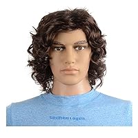 Short Curly Hair Synthetic for Man Fluffy Machine Made 100g Man Curly Hair 30cm/12inch Brown Hair Gold Hair Wig (Gold)