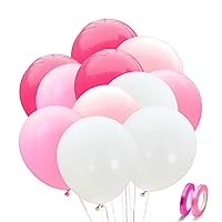 Pink Party Balloons - 100pcs 12inch Hot Pink, Pink, Light Pink and White Balloons for Barbie Party Baby Shower Birthday Valentines Day Decorations