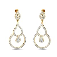 VVS Traditional Wear Drop Earrings 1.72 Ctw Natural Diamond With 14K White/Yellow/Rose Gold Earrings With VVS Certificate