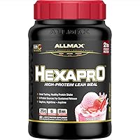 ALLMAX HEXAPRO, Strawberry - 2 lb - 25 Grams of Protein Per Serving - 8-Hour Sustained Release - Zero Sugar - 21 Servings